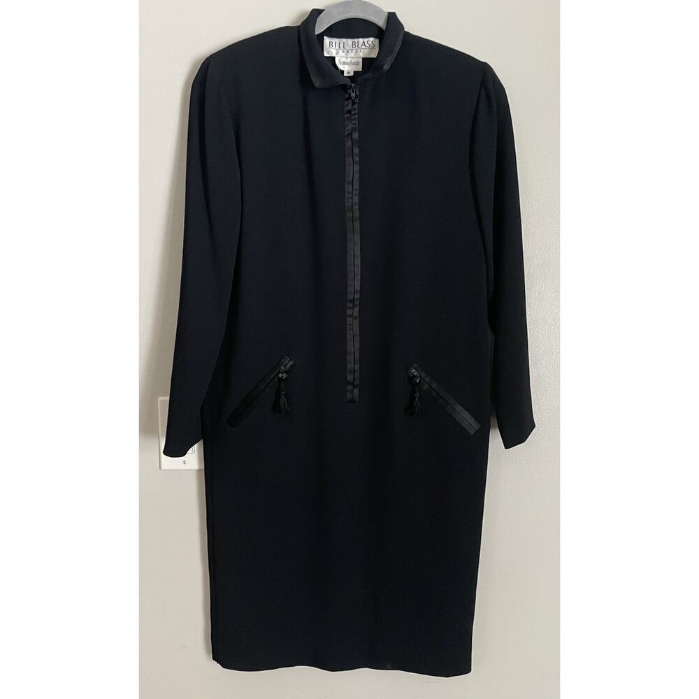 Vintage Bill Blass Black Classic Shift Dress Sz 8 Neiman Marcus 1980's